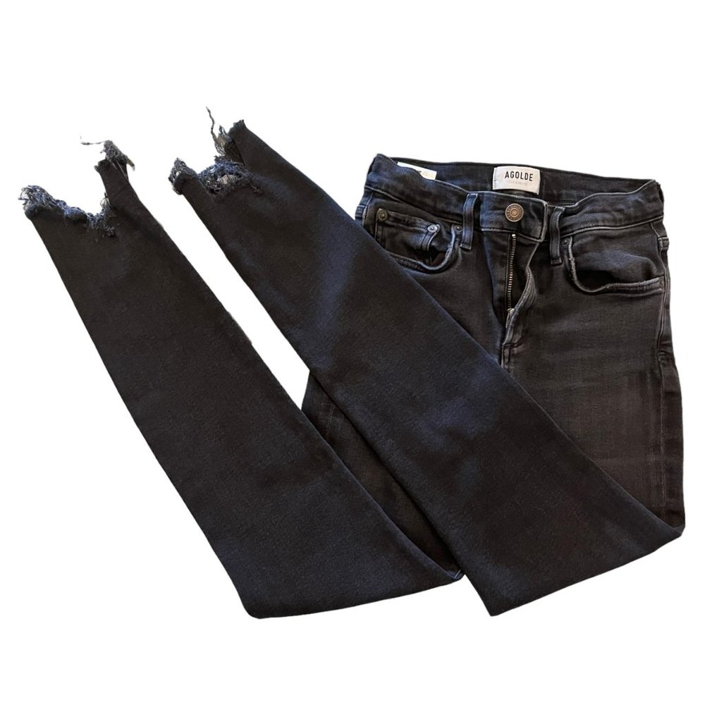 Agolde Sophie Mid Rise Skinny Ankle Jean - Black - Size 25 - Picture 11 of 14